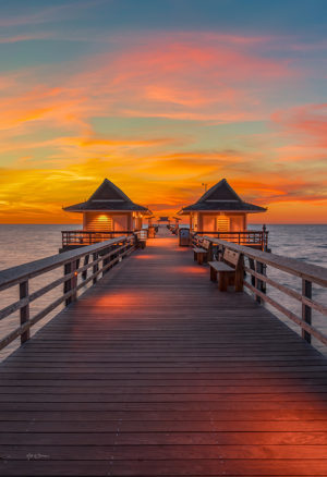 Evening light at Naples Pier Vertical